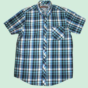 Ben Sherman - Blue Plaid Short-Sleeve Button-up (Size - M)